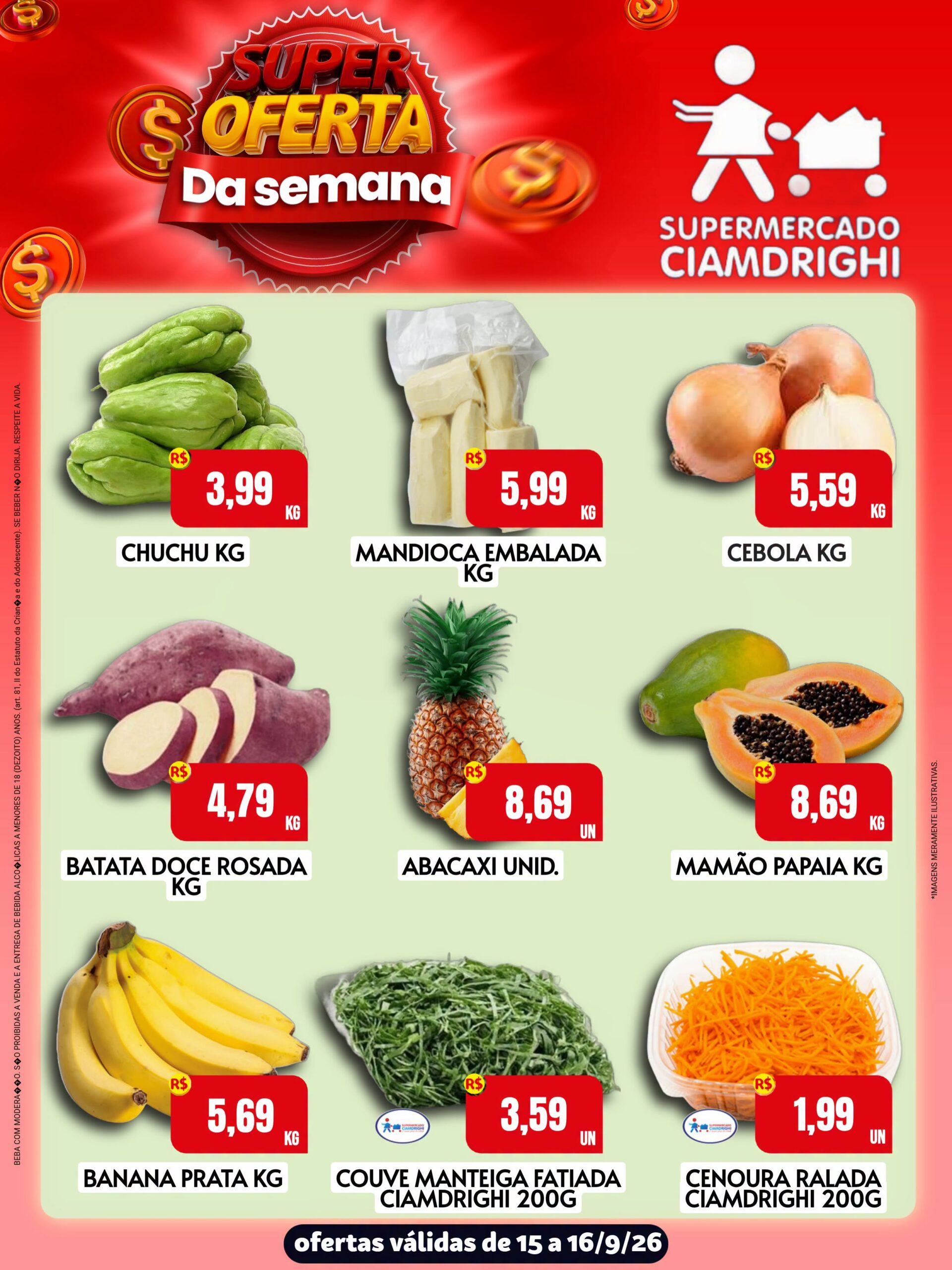 Terça-feira de ofertas em hortifrúti e na mercearia do Ciamdrighi